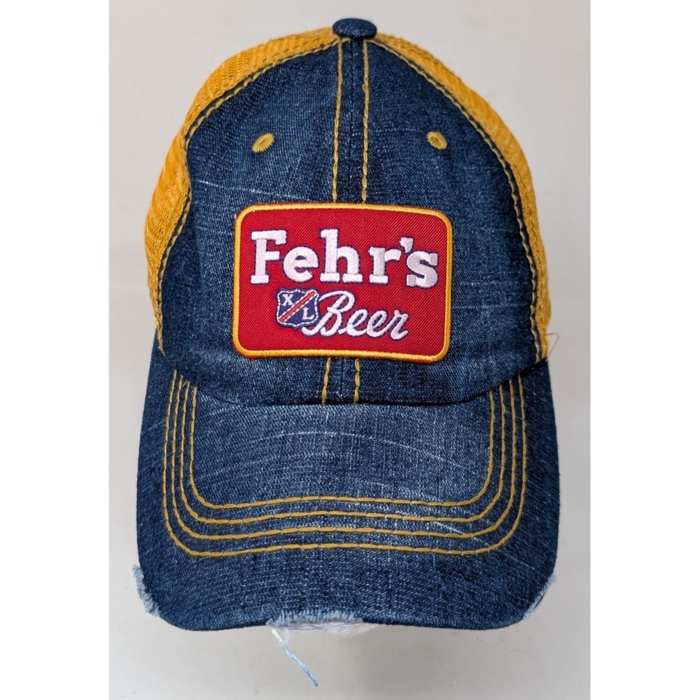 Fehrs‎ Beer Trucker Hat Baseball Cap Louisville Brewery Mesh Distressed VTG